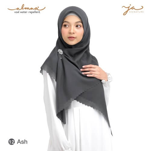 Jilbab Afra Voal Polos - Water Repellent - JAFR - Almaa' 12 Ash